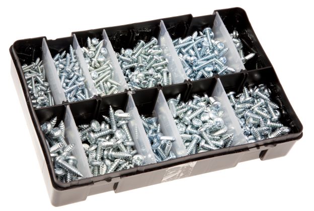 Box Assortment - Pozi Head Self Tapping Screws (Silver) - (700 approx)