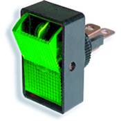 Illuminated Rocker On/Off Switch - 12v x 16amp - Green
