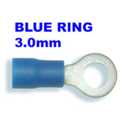 Connector - Ring Terminal - 3mm - Blue - 10's